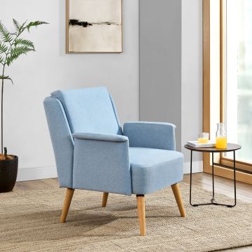 Fauteuil de salon Edling 83 x 73 x 75 cm bleu clair naturel [en.casa]