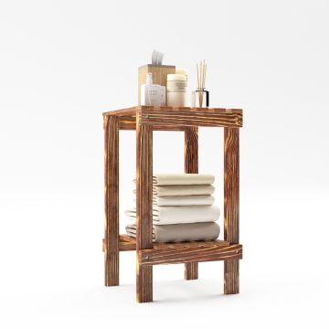 Étagère de salle de bain Kinnula bois de pin 50 x 30 x 30 cm bois foncé [en.casa]