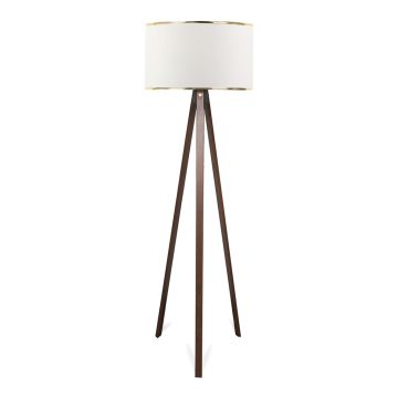 Lampadaire Newport hauteur 140 cm E27 effet bois / blanc / doré [lux.pro]