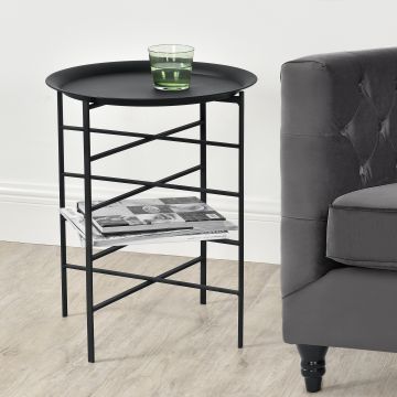 Table Basse Wiltz Plateau Amovible Métal 40 x 40 x 52 cm Noir [en.casa]