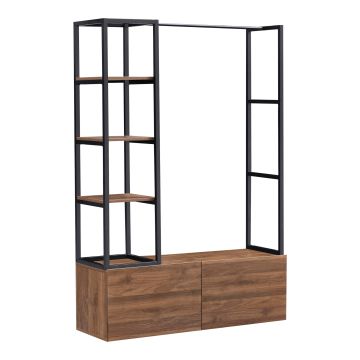 Portant à vêtements Egmating métal MDF 180 x 120 x 40 cm noir effet noyer [en.casa]