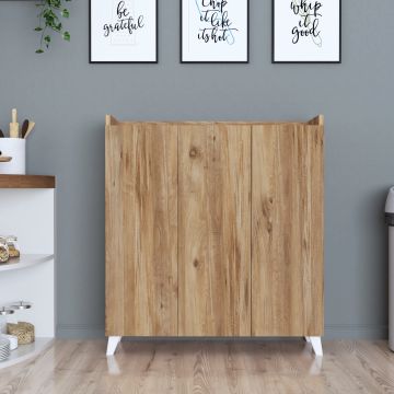 Armoire basse Sirdal avec 3 portes 104 x 90 x 30 cm effet chêne [en.casa]