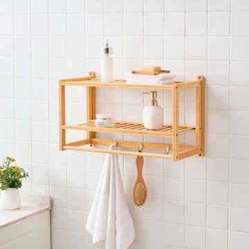 Étagère murale pour salle de bain Thyborøn bambou 30 x 55 x 22,5 cm naturel [en.casa]