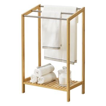 Porte-Serviettes sur Pied Kautokeino en Bambou 51 x 31 x 85 cm [en.casa]