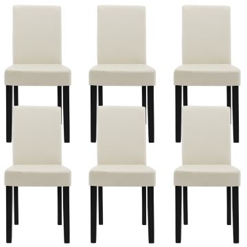 Kit de 6 Chaises Bois Cuir-synthétique 90x42x48 crème - ivoire [en.casa] 