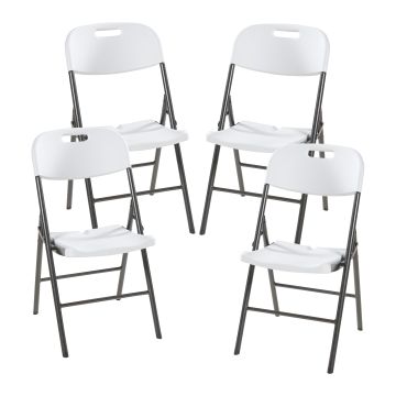 Lot de 4 chaises pliantes Ljusnarsberg 87 x 46 x 53 cm blanc [en.casa]