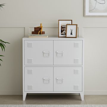 Armoire de bureau métallique Hamina à 4 portes acier 82 x 80 x 40 cm blanc [en.casa]