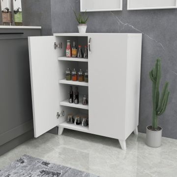 Meuble de rangement Strömsund à 2 portes 4 niveaux 87 x 72 x 33 cm blanc [en.casa]