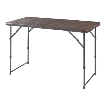 Table de camping pliante Adelfia à hauteur réglable 120 x 60 cm effet bois [en.casa]