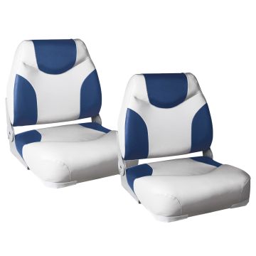 Siège Pilot de Bateau Similicuir Métal Plastique 43x41x50 cm Bleu et Blanc [pro.tec]