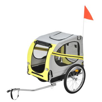 Remorque Vélo pour Chien Capacité 26 kg 138 x 71 x 90 cm Jaune Gris Noir [pro.tec]