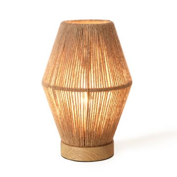 Lampe de table Arundel E27 25 x 16 x 16 cm effet bois naturel lux.pro