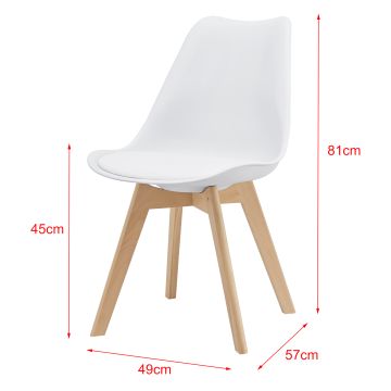 Lot de 4 Chaises de Salle à Manger Fläten Similicuir Hêtre Blanc [en.casa]