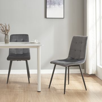 Lot de 2 chaises de salle à manger Lexnitz avec pieds arrondis 89 x 44 x 45 cm gris foncé noir [en.casa]