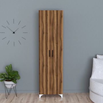 Armoire Strömsund avec 8 étagères 178 x 49 x 32 cm effet noyer [en.casa]