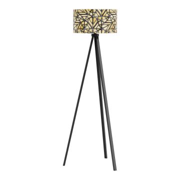 Lampadaire trépied  Royal TunbridgeWells hauteur 140 cm E27 noir motif lierre lux.pro