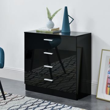 Commode avec 4 Tiroirs Drammen 67 x 70 x 30 cm Noir Brillant [en.casa]