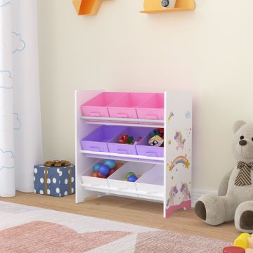 Étagère de rangement Boiro pour enfant avec 9 bacs pliables [en.casa]