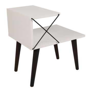 Table d'appoint Bergen avec étagère panneau de particules hêtre 50 x 40 x 55 cm blanc bois foncé [en.casa]