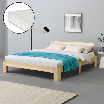 Cadre de Lit Design Nivala à Matelas à Mousse à Froid Pin [en.casa]