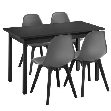 [en.casa] Ensemble de Table à Manger et Chaises Set de Table à Manger et Chaises MDF Placage Acier Revêtu par Poudre Fritté Plastique 120 cm x 60 cm x 75 cm