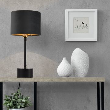 Lampe de Bureau Deventer Métal Flanelle E14 39 cm Noir Cuivre Gris [lux.pro]