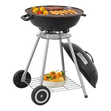 Chariot de barbecue rond Apricena 80 x 49 x 47 cm noir casa.pro