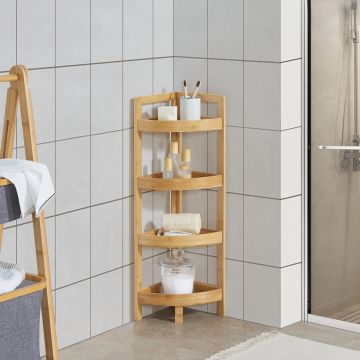 Étagère d'angle Lestijärvi 4 niveaux pour salle de bain ou cuisine 80 x 23 x 23 cm [en.casa]