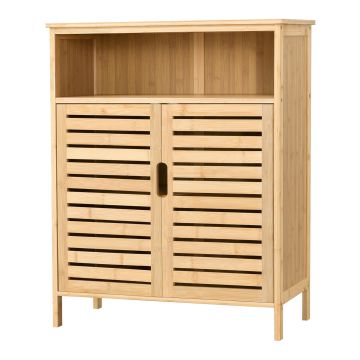 Meuble de rangement Eslöv à 2 portes 81 x 65,5 x 31 cm en bambou [en.casa]