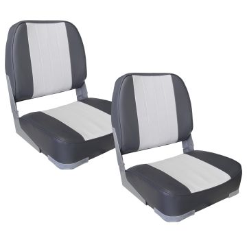 [pro.tec] 2x Sièges Pilot Chaise de Bateau Assise Pilot Similicuir Gris et Blanc 490 x 400 x 390 mm