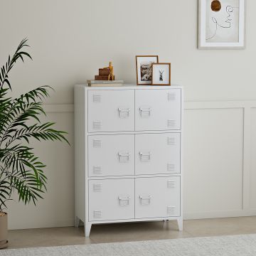 Armoire de bureau métallique Hamina acier 113 x 80 x 40 cm blanc [en.casa]