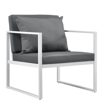 Lot de 2 chaises de jardin Lerum avec coussins gris clair 70 x 60 x 60 cm blanc [casa.pro]