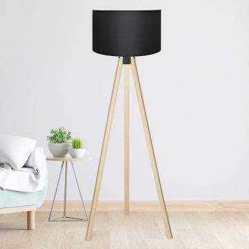 Lampadaire Newport hauteur 140 cm E27 effet bois / noir [lux.pro]