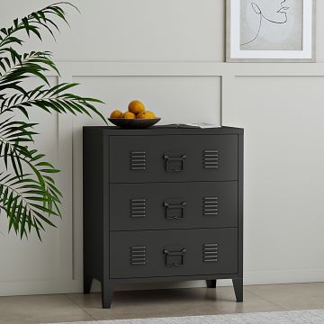 Commode métallique Hämeenlinna acier 72 x 60 x 40 cm noir [en.casa]