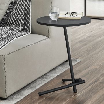 Table d'appoint ronde Karup 55 x 40 cm noir [en.casa]