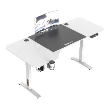 Bureau électrique Oxnard à hauteur réglable 73 - 118 cm en forme de L blanc [pro.tec]