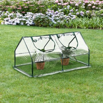 Châssis de jardin Laubach à 2 fenêtres en acier et PVC 120 x 60 x 60 cm [en.casa]