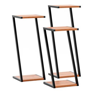 Lot de 3 tables basses gigognes Hjartdal de tailles différentes panneau de particules acier effet bois noir [en.casa]