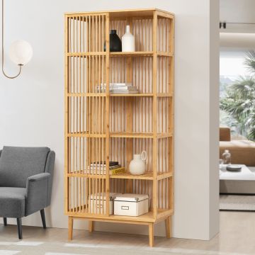 Étagère autoportante Trundholm en bambou 185 x 80 x 45 cm naturel [en.casa]