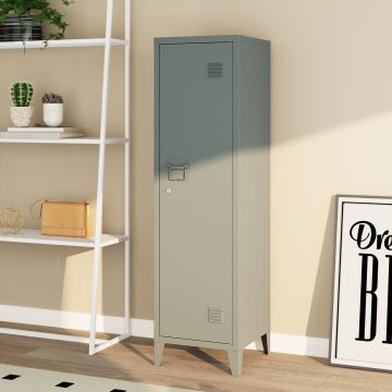 Armoire à casier Kurikka métallique vérouillable 137 x 38 x 38 cm gris foncé [en.casa]