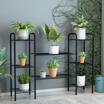 Étagère à plantes Alkmaar à 8 niveaux 100 x 131,5 x 31,5 cm noir [en.casa]