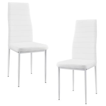 Lot De 2 Chaises De Salle À Manger Similicuir 96 x 43 x 52 cm Blanc [en.casa]