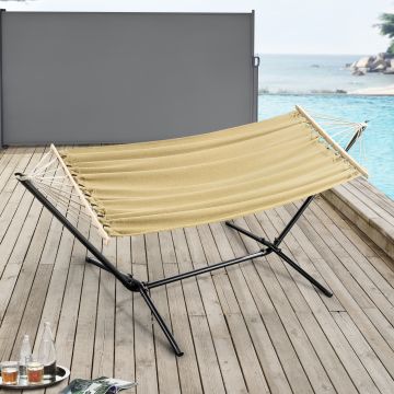 Hamac avec Cadre Surte Acier Coton Polyester 200x100 cm Noir Beige [en.casa]