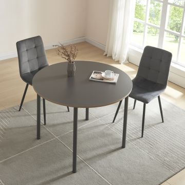 Table de salle à manger Lindesberg MDF acier gris effet chêne noir [en.casa]