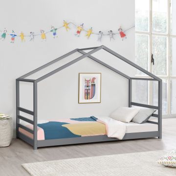 Lit D'enfant Design Maison Vardø Pin 90 X 200 Cm Gris Foncé [en.casa]