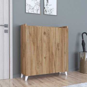 Armoire basse Sirdal avec 3 portes 104 x 90 x 30 cm effet chêne [en.casa]