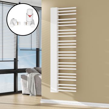 Radiateur sèche-serviettes avec kit de raccordement 80 mm Kviteseid 146 x 45 cm blanc [neu.haus]