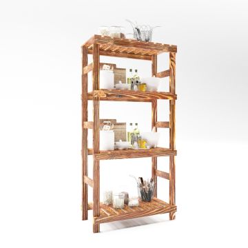 Étagère de salle de bain Kinnula bois de pin 120 x 60 x 30 cm bois foncé [en.casa]