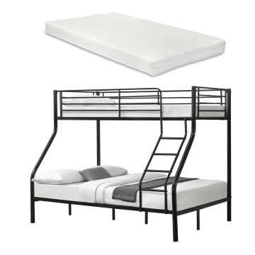 [neu.haus] Lit superposé en Métal avec 2 Matelas Armature Massive pour 3 personnes 210cm x 147,5cm x 168cm