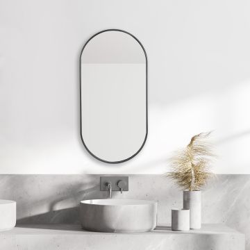 Miroir mural Picciano ovale 40 x 80 cm noir mat [en.casa]